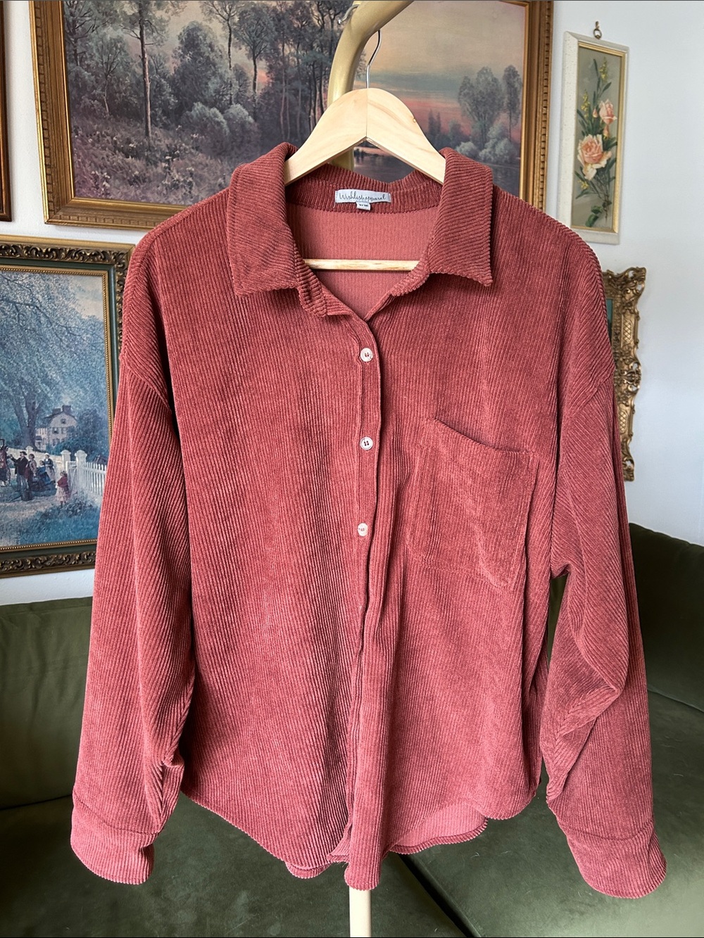 Wishlist Corduroy Button-Down Shirt - Rust